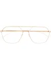 Mykita Glossy Gold Clear Steel Glasses In 金色