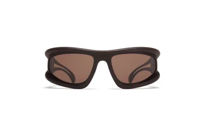Mykita Marfa Aerodynamic Black Stainless Steel Sunglasses In Brown
