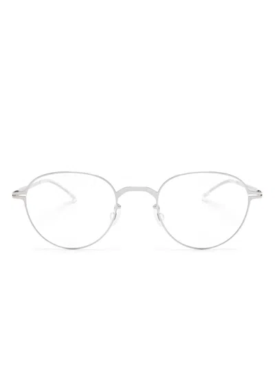 Mykita Shiny Silver Steel Glasses In White