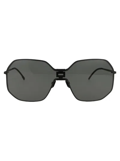 Mykita Mh6 Pitch Black Black Dark Grey Solid Shield Metal Sunglasses
