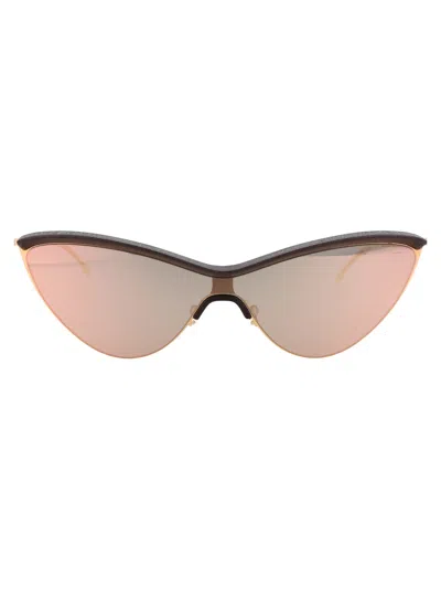Mykita Mh8 Ebony Brown Champagne Gold Champagne Gold Shield Metal Sunglasses