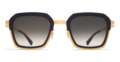 Mykita Misty - Glossy Gold / Milky Indigo Sunglasses In Black