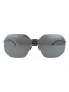 Mykita Mmecho003 Sunglasses In 351 Mh22 Pitch Black Shiny Silver Silver Flash Shield
