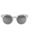 Mykita Silver White Python Dark Grey Solid Metal Sunglasses In Gray