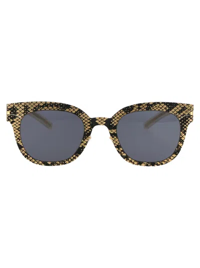 Mykita Mmtransfer002 Sunglasses In 239 Gold Black Python Dark Grey Solid