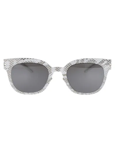 Mykita Mmtransfer002 Sunglasses In 241 Silver White Python Brown Flash