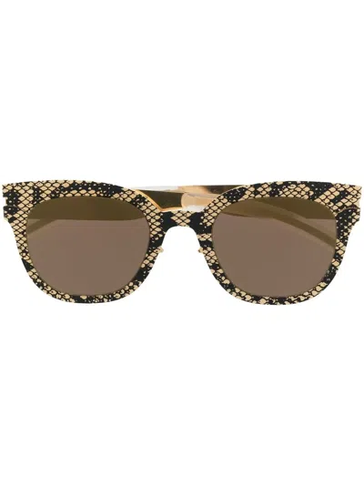 Mykita Python-print Wayfarer-frame Sunglasses In Gold