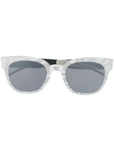 Mykita Python-print Wayfarer-frame Sunglasses In Silver