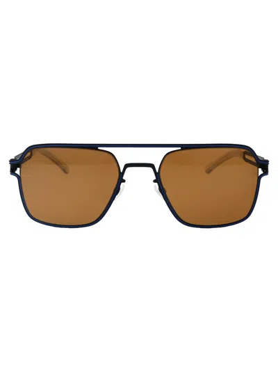 Mykita Riku Sunglasses In 514 Indigo/yale Blue Polpro Amber Brown