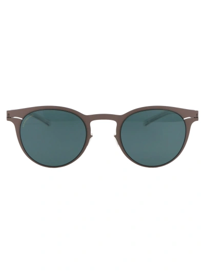 Mykita Riley Sunglasses In 223 Mole Grey Polarized Pro Ocean Blue