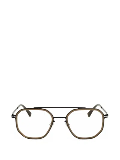 Mykita Satu Geometric-frame Glasses In Brown