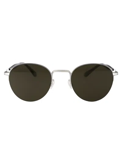 Mykita Shiny Silver Raw Green Solid Steel Sunglasses In Metallic