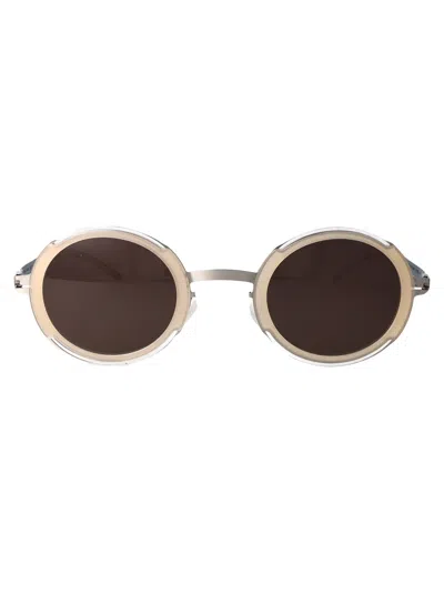 MYKITA MYKITA SHINY SILVER/BLONDE ACETATE SUNGLASSES