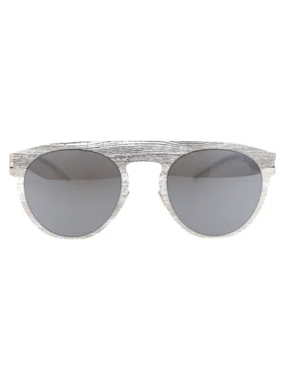 MYKITA MYKITA SILVER WHITE PINE BROWN FLASH METAL SUNGLASSES