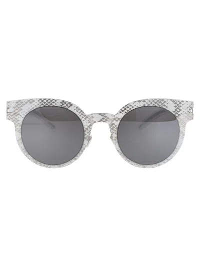 Mykita Silver White Python Brown Flash Metal Sunglasses