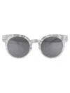 Mykita Silver White Python Dark Grey Solid Metal Sunglasses
