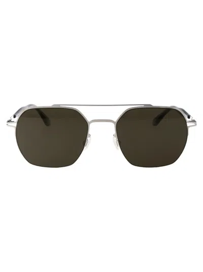 Mykita Sunglasses In 051 Shiny Silver Raw Green Solid