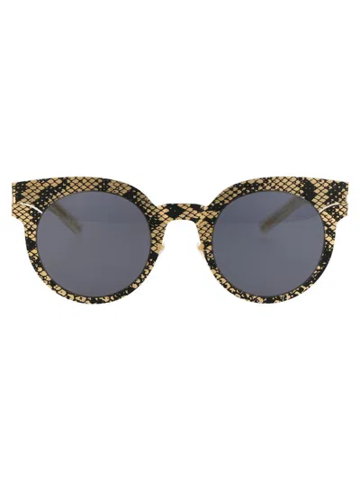 Mykita Sunglasses In 239 Gold Black Python Dark Grey Solid