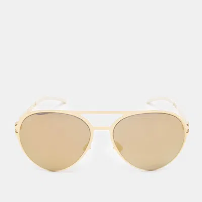 Pre-owned Mykita X Bernhard Willhelm Mykita & Bernhard Willhelm Gold Mirror Patented Aviator Sunglasses