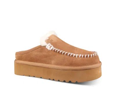 Mykos Suede Genuine Shearling Lined Water Repellent Clog In Brown