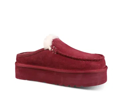 Mykos Suede Genuine Shearling Lined Water Repellent Clog In Burgundy