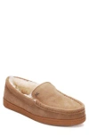 Mykos Harrison Faux Shearling Lined Moc Slipper In Brown