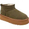 Mykos Suede Faux Fur Lined Boot In Green