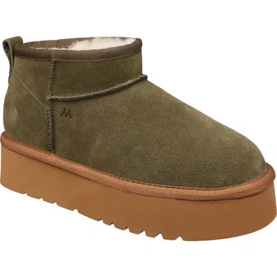 Mykos Suede Faux Fur Lined Boot In Green