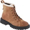 Mykos Suede Fleece Lined Combat Boot In Animal Print