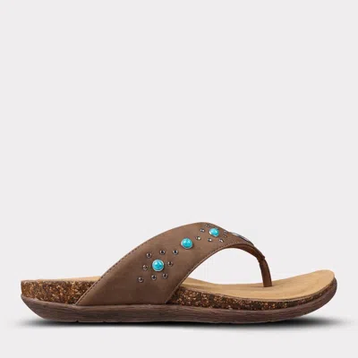 Mykos Women's Jovie Thong Sandal In Brown In Multi