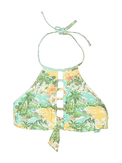Pre-owned Mynah Swimsuit Top Green Tropical Pattern Swimwear