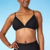 Mynah Triangle Bikini Swimsuit Top In Black