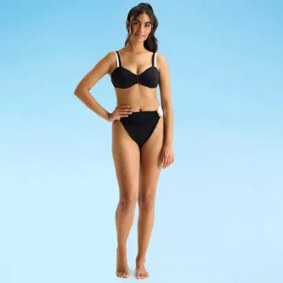 Mynah Womens Adjustable Straps Bandeau Bikini Swimsuit Top In Black