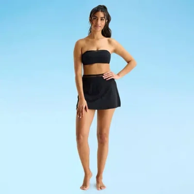 Mynah Womens Adjustable Straps Bandeau Bikini Swimsuit Top In Black