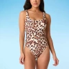 Mynah Womens Animal Print Animal One Piece Swimsuit In Brown