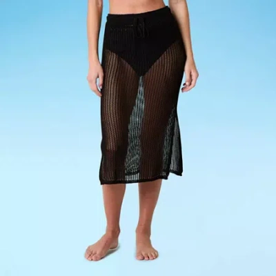 Mynah Womens Knit Skirt Swimsuit Cover-up In Black