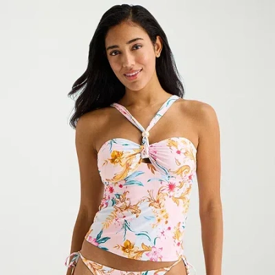 Mynah Womens Lined Floral Tankini Swimsuit Top In Multi