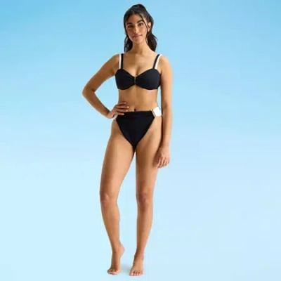 Mynah Womens Lined High Waist Bikini Swimsuit Bottom In Black