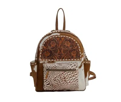 Myra Bag Trophy Hand Tooled Bag In Brown/ivory In Multi