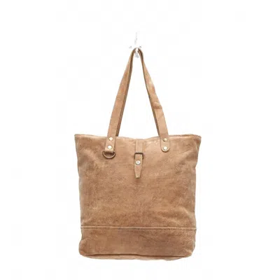 Myra Bag Women's Buttoned Leather Tote Bag In Brown
