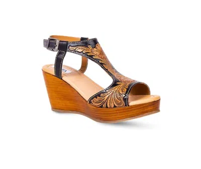 Myra Bag Women Sultry Tooled Wedge Sandal In Black