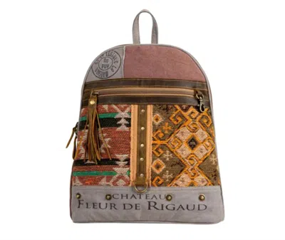 Myra Bags Becky Mixed Print Backpack In Brown