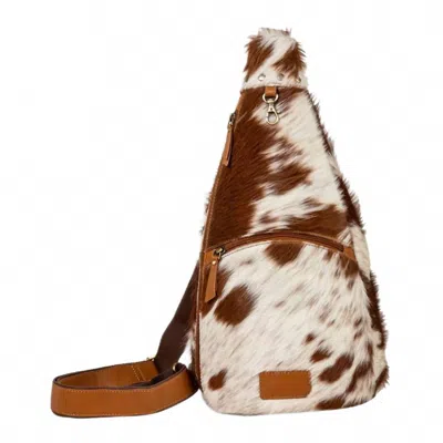 Myra Cullon Trail Hairon Sling Bag In Brown In Animal Print