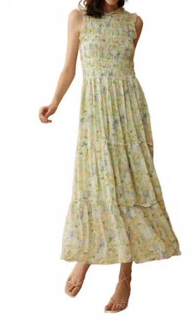 Myra Darling Floral Ruffled Maxi Dress In Yellow In Multi