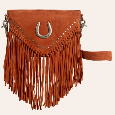 Myra Sienna Horseshoe Fringed Crossbody Bag In Brown