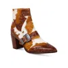 Myra Women's Goldie Hair On Hide Tooled Boots In Brown In Brown