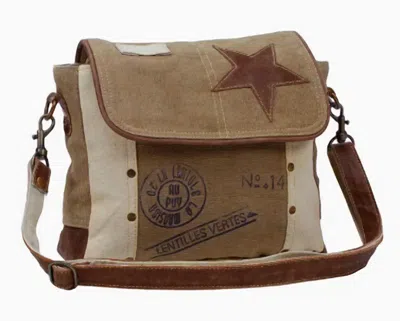 Myra Women's Leather Star Shoulder Bag In Brown/tan