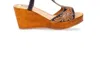 Myra Women's Talitha Hand Tooled Wedge Sandal In Brown/black In Multi