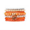 Mys Wholesale Basketball Beaded Bracelet 6 Piece Set Stack In Orange