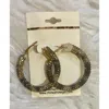 Mys Wholesale Women's Leopard Crystal Rhinestone Hoop Earrings In Gold In Gray